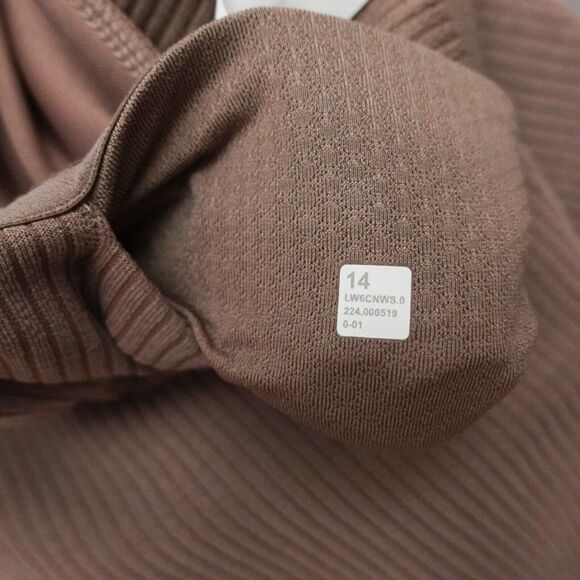 New Lululemon Size 14 Ribbed Softstreme Zip Leg High Rise Crop 25" TPTC Brown - Picture 7 of 8